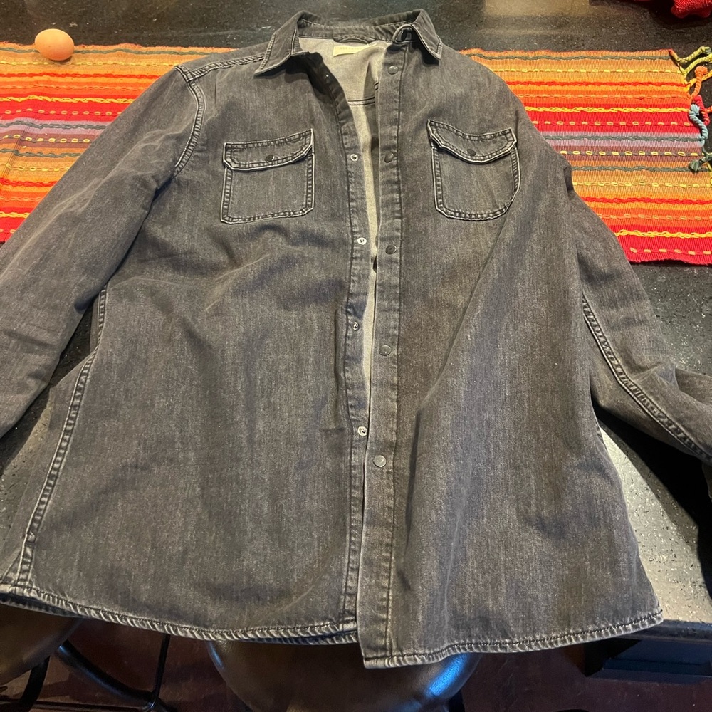 XL men’s all saints gray denim button down